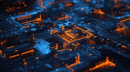 Obraz premium Abstract circuit board close-up. Detailed and vibrant