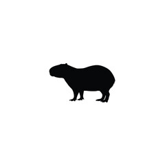 Capybara silhouette on white background