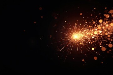 Fototapeta premium Intense white sparks flutter, radiating, dynamic energy against black , energy, luminous, black background