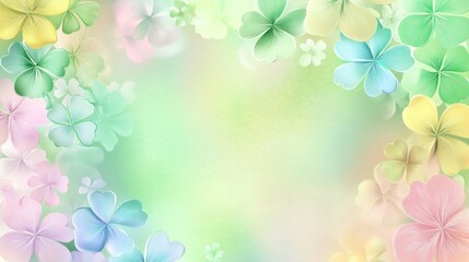Delicate pastel flowers frame a soft, light green background