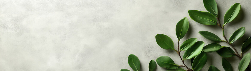 Obraz premium Green leaves on light textured background, evoking calmness