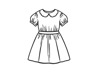 Babydoll dress line art elegant figure retro inspired outfit drawing