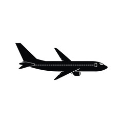 Airplane side profile icon silhouette vector with white background