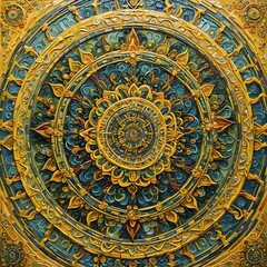 Radiant Yellow Mandala Design with Intricate Symmetry and Sacred Geometry in a High-Resolution Vector Style, Featuring Golden, Mustard, and Sunlight Tones That Evoke Warmth Positivity and Spiritual.