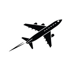 Flying aircraft with contrail icon silhouette vector with white background