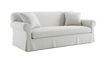 Fototapeta premium White Sofa with Pillows Clean Modern Furniture
