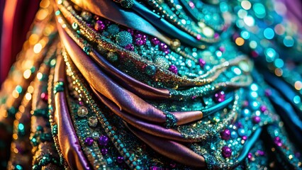 Fototapeta premium Glamorous Evening Gown Macro Detail: Sparkling Sequins & Fabric Texture