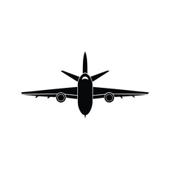 Passenger jet aircraft icon silhouette vector with white background