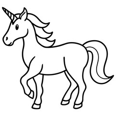 Fototapeta premium Elegant Unicorn Outline Illustration