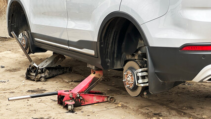 Fototapeta premium Tire fitting car in the tire service