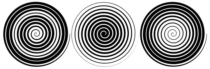vector abstract Archimedean spiral set. Clip art isolated on transparent background.