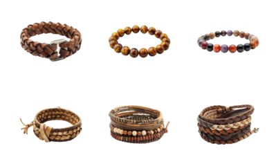 Mens Fashionable Leather Bracelets Set