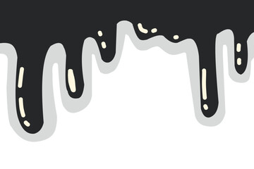 Black dripping oil stain, melt drips , liquid, ink silhouettes isolated vector illustration. Dripping liquid. Melt drop. Flowing liquid isolated on white background. leak, splash, spilled liquid.