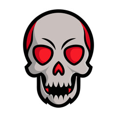 Cartoon Skull with Red Eyes