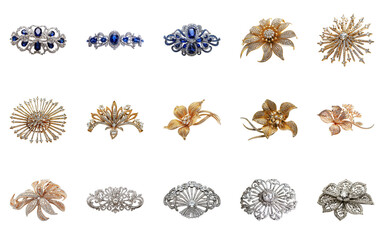 Elegant Diamond and Gemstone Hair Clips