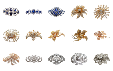 Elegant Diamond and Gemstone Hair Clips