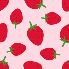 Seamless pattern with cute strawberry.