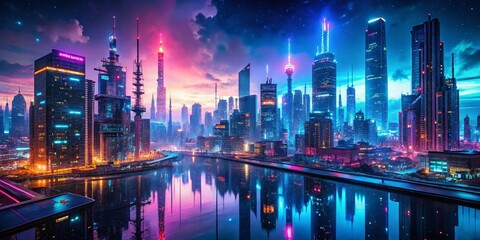 Fototapeta premium Johannesburg Virtual Cityscape Night Exploration: Urban Exploration Photography