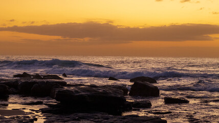 Sun rising on the South Coast of South Africa in Uvongu, Margate. 