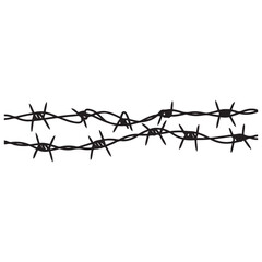 Twisted barbed wire Vector Black silhouettes set in rounded and square shapes. illustration of steel wire barb fence frames. Concept of protection, danger or security. with white background