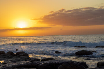 Sun rising on the South Coast of South Africa in Uvongu, Margate. 
