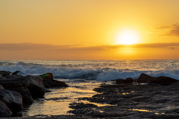 Sun rising on the South Coast of South Africa in Uvongu, Margate. 