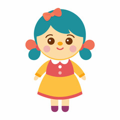 girl with doll vector on white background
