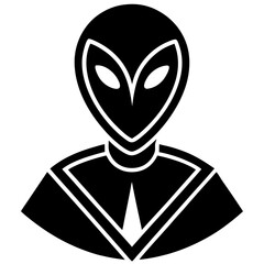 Stylish Black and White Alien Avatar Icon Graphic