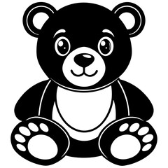 Adorable Black and White Teddy Bear Illustration