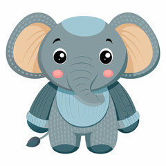 Fototapeta premium Adorable Cartoon Baby Elephant Wearing a Knit Sweater