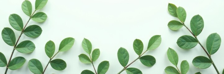 Fototapeta premium Vibrant green eucalyptus leaves arranged on pristine white backdrop , eucalyptus, healthy