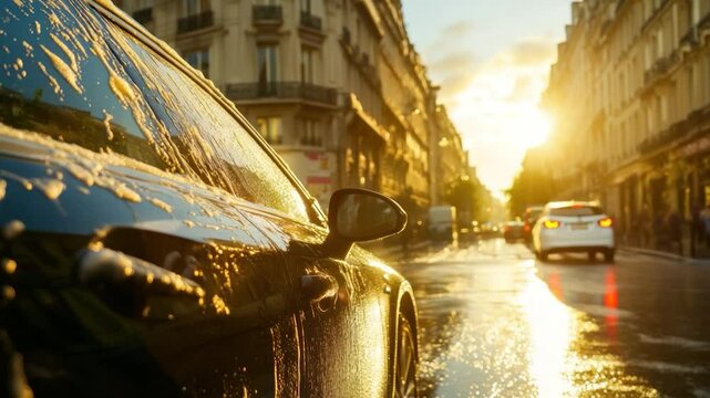Parisian Car Wash at Sunset