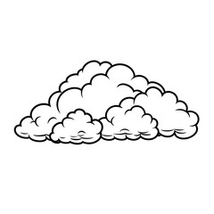hand drawn illustration of fluffy clouds in sketch style, showcasing whimsical and artistic representation of cloud cluster. black and white design adds classic touch