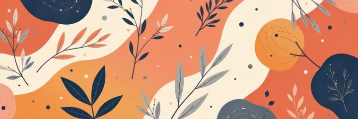 Contemporary printable wall art Nude tones, abstract shapes, seamless vector pattern , abstract, line art