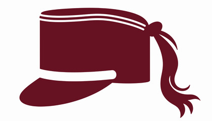 Elegant burgundy marching band hat illustration, stylish design