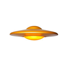 glowing, orange UFO shaped object with smooth, metallic surface and central dome, floating against transparent background. design is sleek and futuristic, evoking curiosity