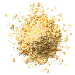 Nutritional yeast pile (deactivated yeast) isolated on white, top view --v 7.0