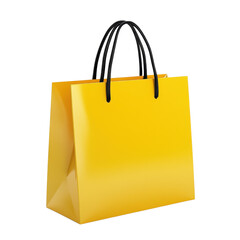 A yellow shopping bag on transparent background