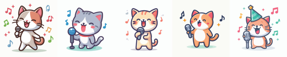 Vector of a cat singing.