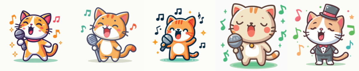 Vector of a cat singing.