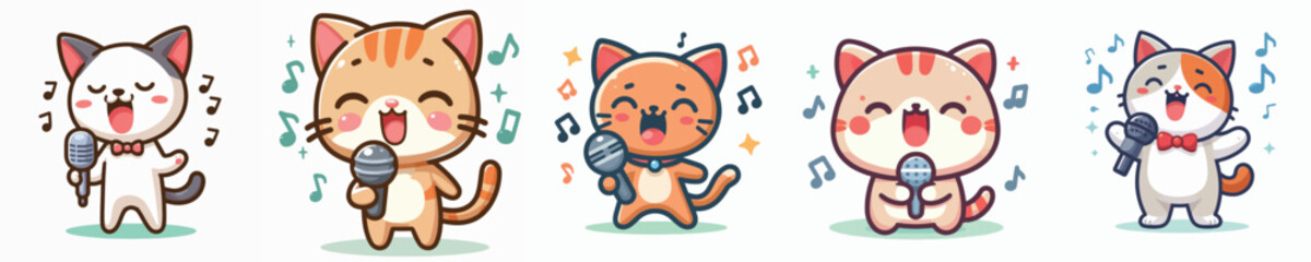 Vector of a cat singing.