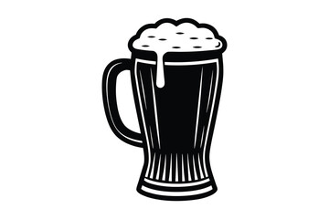Big mug of beer silhouette vector Illustration isolated on white background