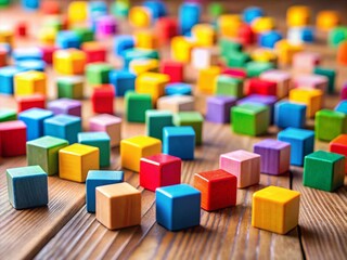 Obraz premium Miniature Colorful Number Blocks, Tilt-Shift Photography, Educational Toy Background