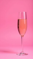 Cool sunglasses, champagne glass; pink isolated background , figure, vintage