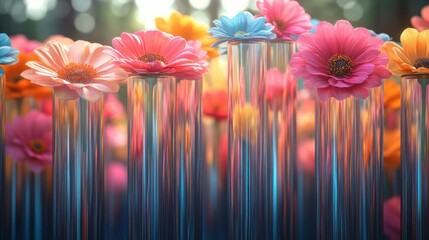 Obraz premium Colorful flowers in clear tubes