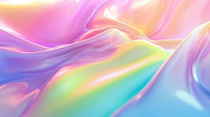 Iridescent waves of color create a dreamy and futuristic abstract design