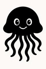 Obraz premium Black silhouette of a jellyfish