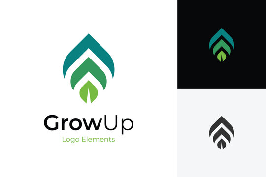 Finance growth leaf logo icon design with leaves and arrow graphic idea for Nature financial startup logo symbol