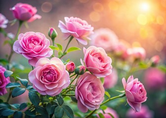 Fototapeta premium Minimalist Pink Rose Bush - Elegant Floral Photography