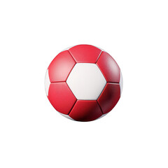Fototapeta premium red and white soccer ball with classic hexagonal pattern, isolated on transparency background, showcasing vibrant and sporty design